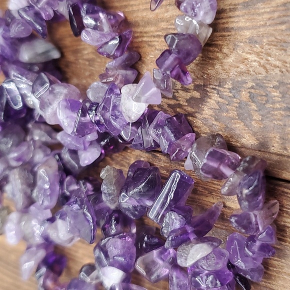 Genuine amythest long length precious stone necklace N3301 - Picture 3 of 3